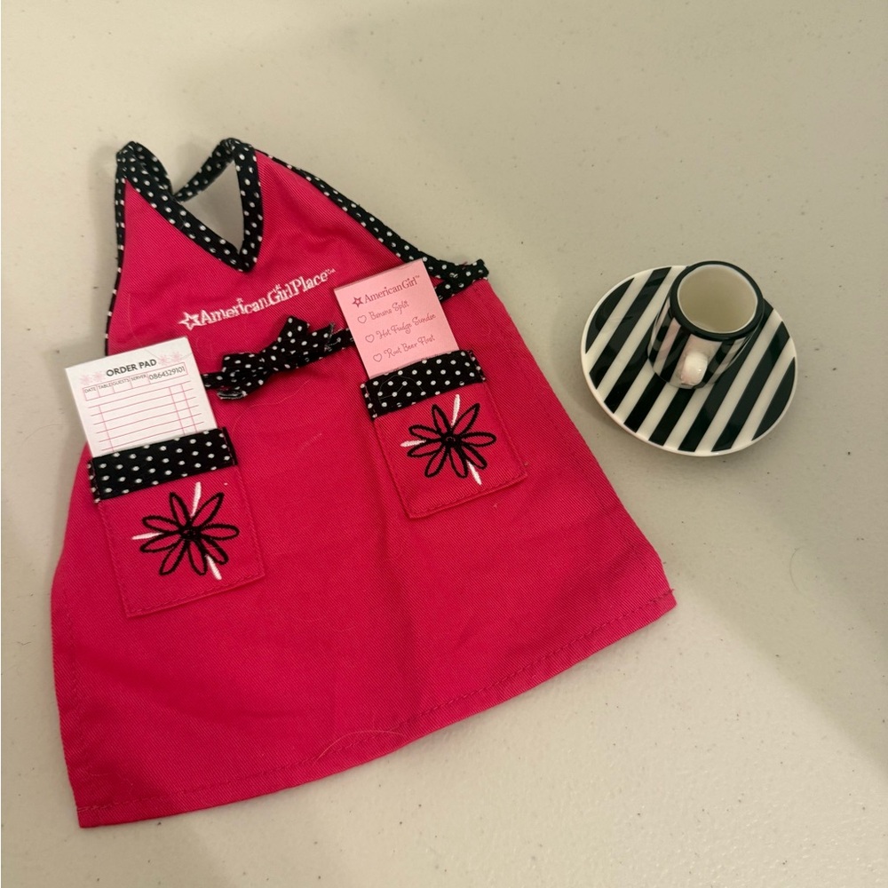 American Girl Pink and Black Doll Apron Set